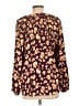 Nine West 100% Polyester Print Purple Brown Long Sleeve Blouse Size L - photo 2