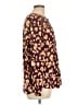 Nine West 100% Polyester Print Purple Brown Long Sleeve Blouse Size L - photo 4