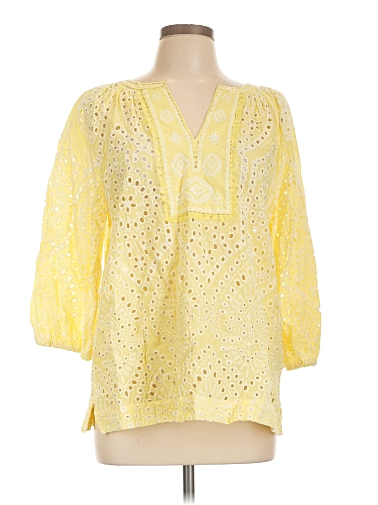 Pre-owned Chico's 3/4 Sleeve Blouse In Yellow