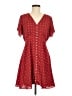 Madewell 100% Polyester Polka Dots Red Button-Front Swing Dress in Grid Dot Size 6 - photo 1