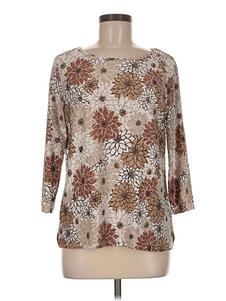 Pre-owned Emily Daniels 3/4 Sleeve T-shirt In Brown