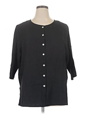 Hot Cotton 3/4 Sleeve Button-Down Shirt (view 1)