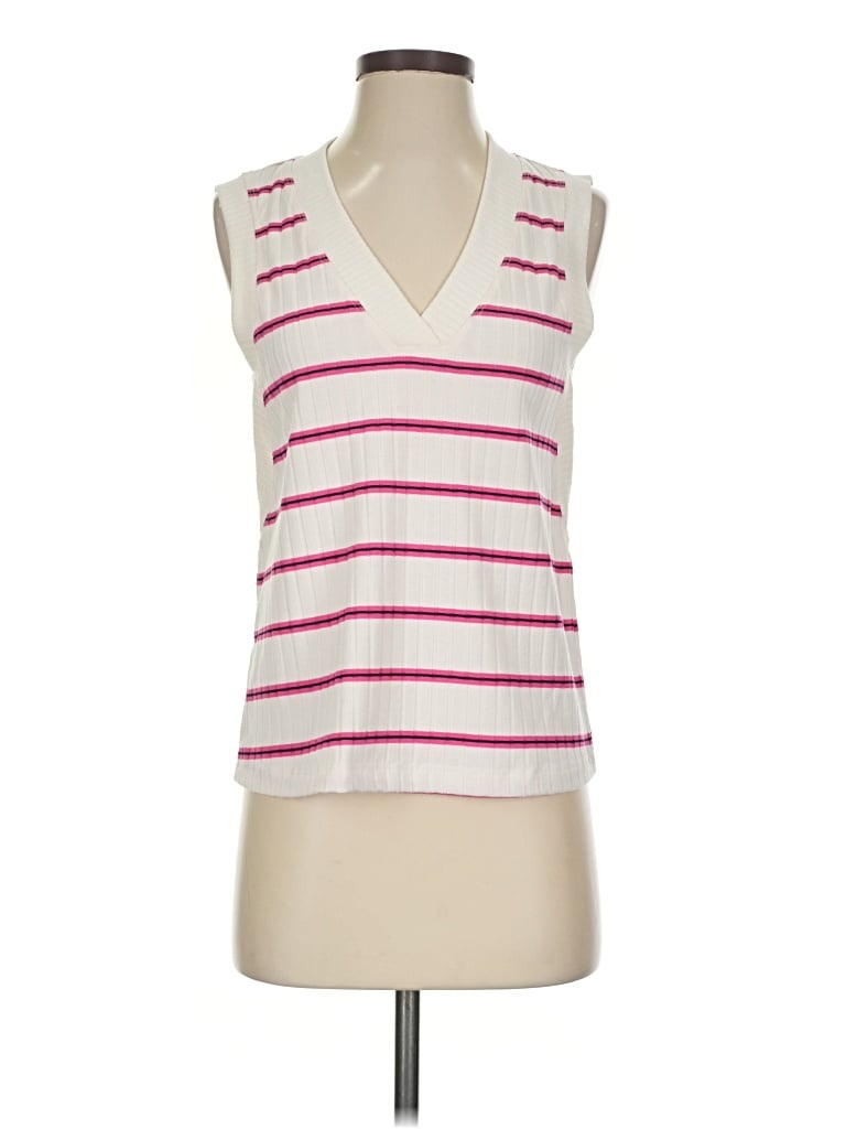 Pre-owned Evereve Tank Top Pink Plunge Neckline Tops