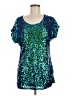 PrettyGuide 100% Polyester Teal Short Sleeve Blouse Size M - photo 1