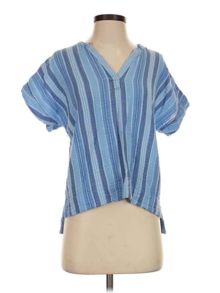 Pre-owned L.l.bean Short Sleeve Blouse In Blue