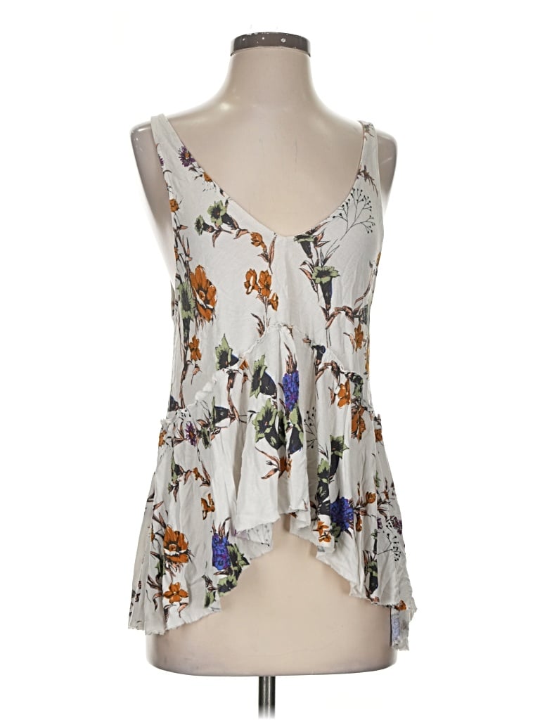Pre-owned Kimchi Blue Tank Top Silver Plunge Neckline Tops