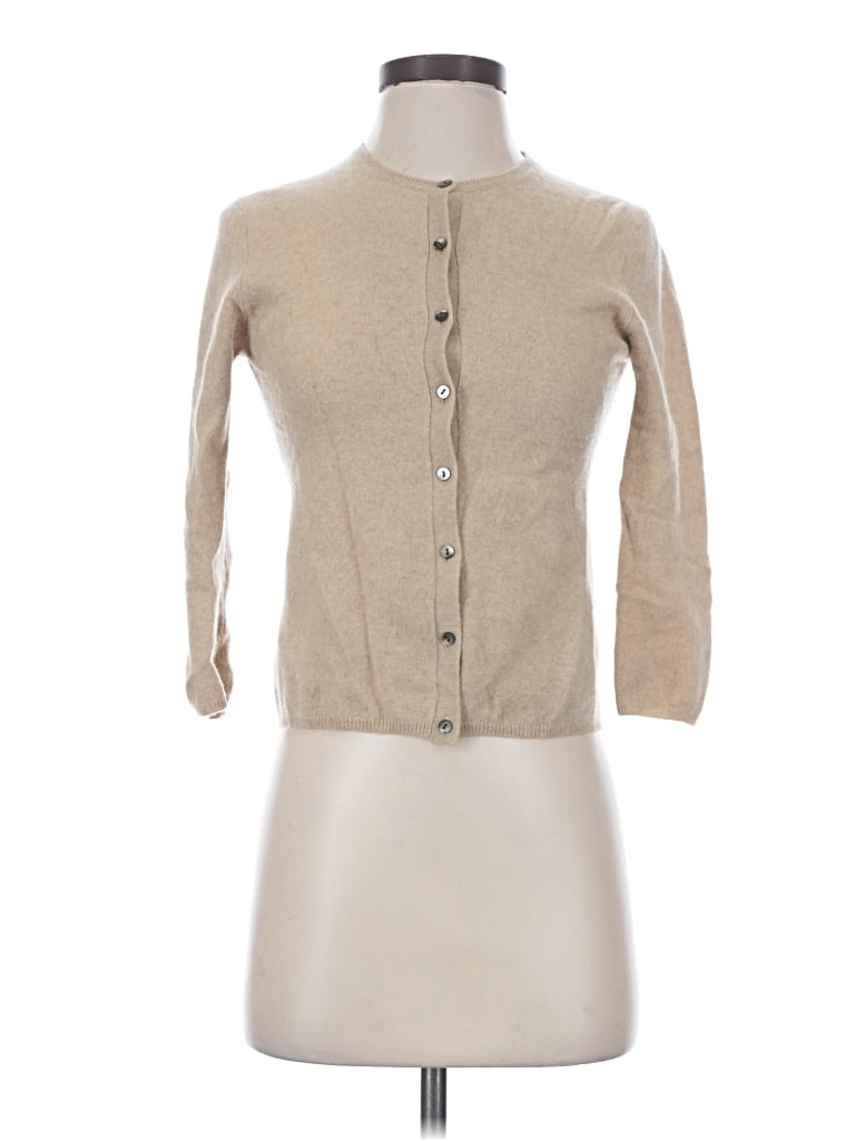 Pre-owned Brooks Cashmere Cardigan Sweater In Tan