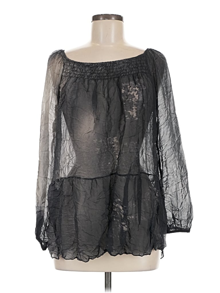 Pre-owned Tempo Paris Long Sleeve Blouse In Black