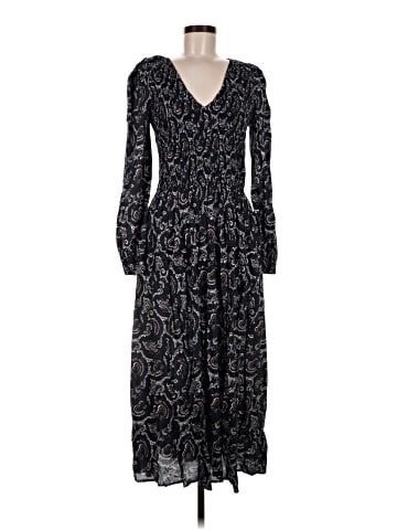 Madewell Smocked V-Neck Midi Dress in Paisley (view 1)
