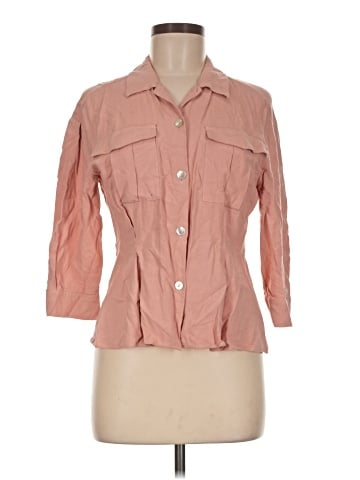 Zara TRF 3/4 Sleeve Button-Down Shirt (view 1)