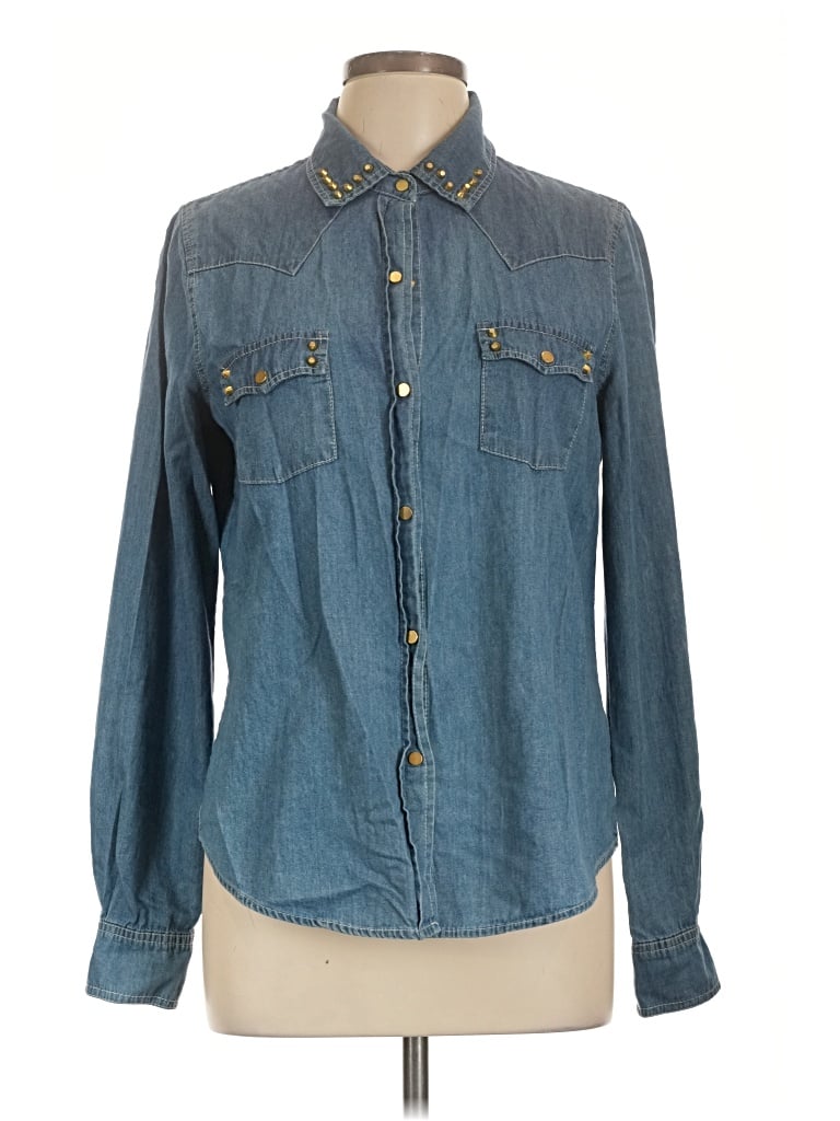 Pre-owned Iris Long Sleeve Button Down Shirt In Blue