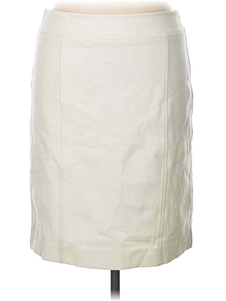 Pre-owned Caché Faux Leather Skirt In Ivory