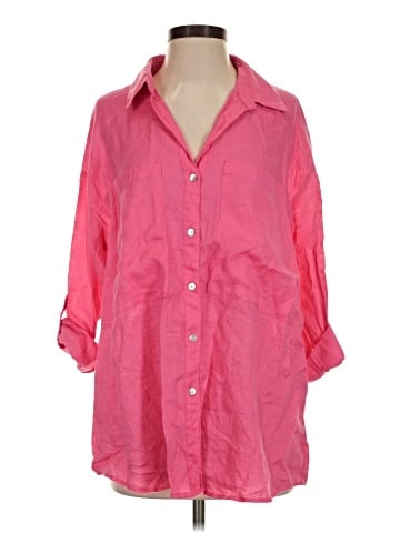 Magaschoni 3/4 Sleeve Button-Down Shirt (view 1)