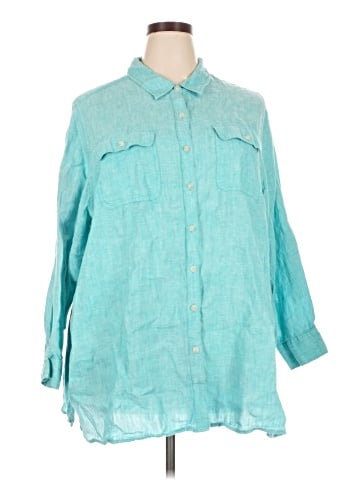Lands' End 3/4 Sleeve Button-Down Shirt (view 1)