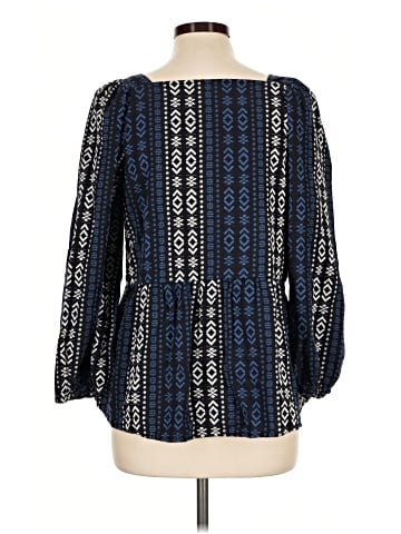 Madewell Lightspun Millbrook Puff-Sleeve Peplum Top in Geo Print (view 2)