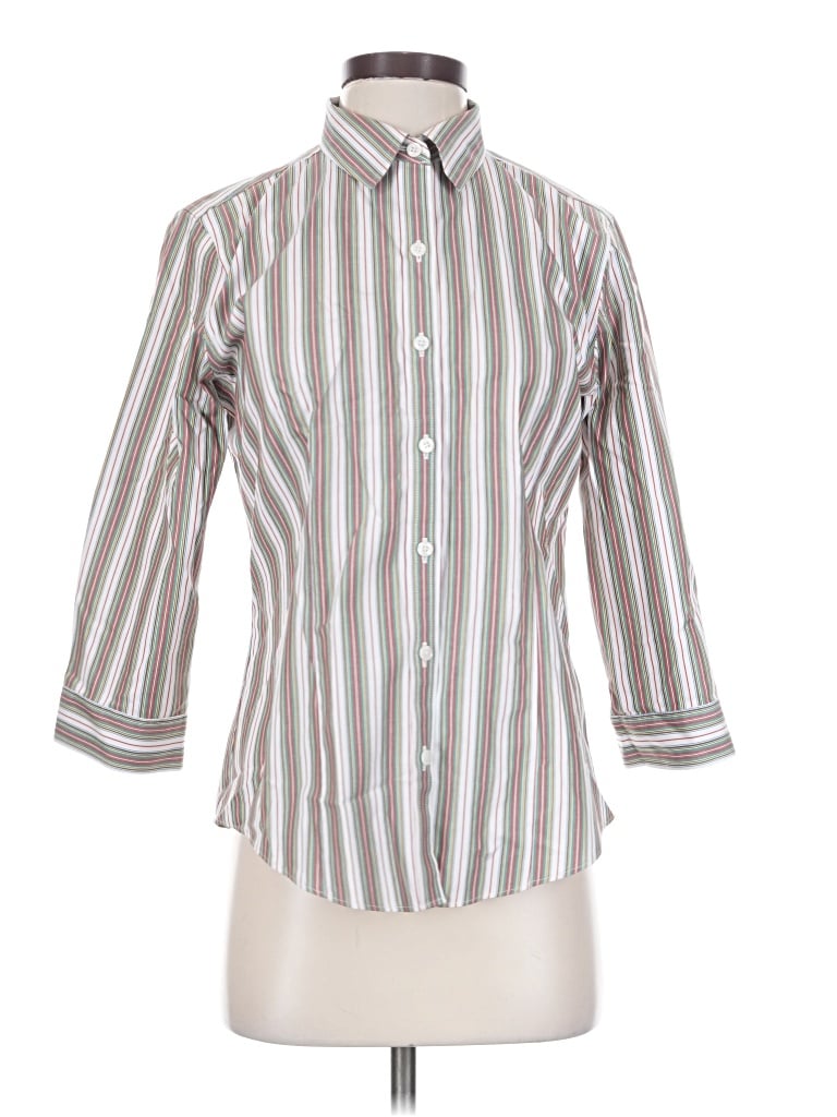 Pre-owned L.l.bean 3/4 Sleeve Button Down Shirt In Silver