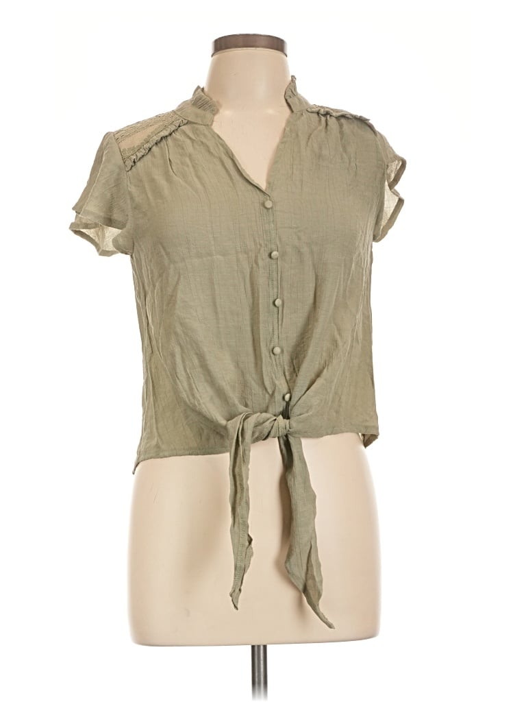 Pre-owned E&m Collection Short Sleeve Blouse In Green