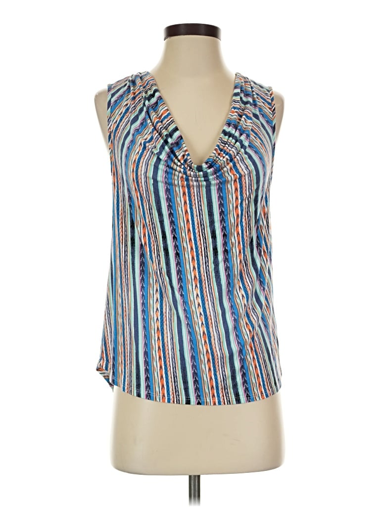 Pre-owned Ella Moss Tank Top Blue Plunge Neckline Tops