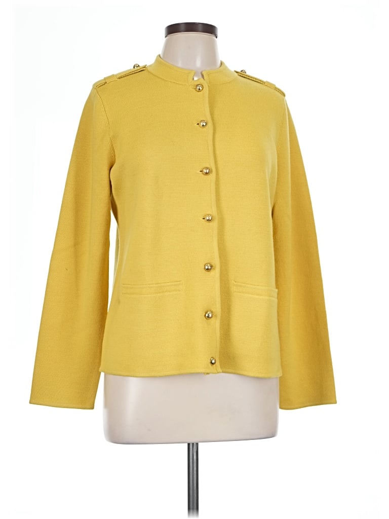 Pre-owned Talbots Wool Cardigan Sweater In Yellow