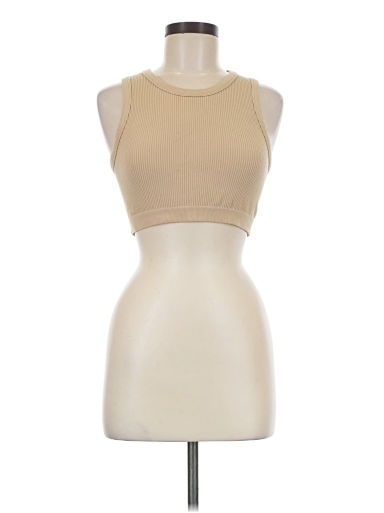 Pre-owned Ambiance Tank Top Tan Halter Neckline Tops
