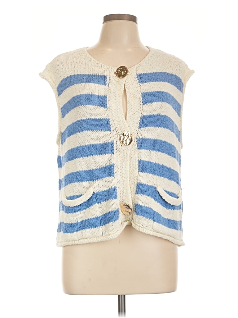 Pre-owned She + Sky Sleeveless Top Blue Cowl Neck Tops