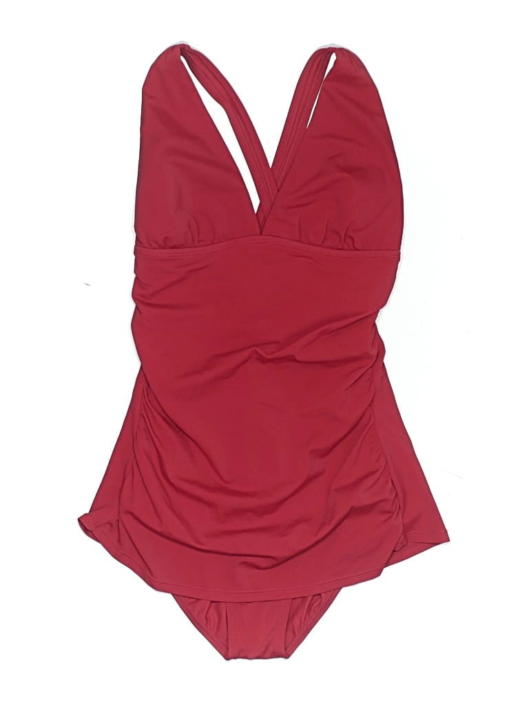 Pre-owned Jantzen One Piece Swimsuit In Burgundy