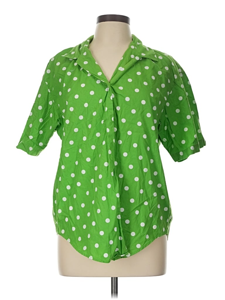 Pre-owned Dockers Short Sleeve Blouse In Green