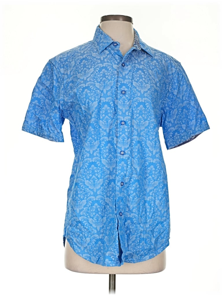 Pre-owned Robert Graham Short Sleeve Button Down Shirt In Blue