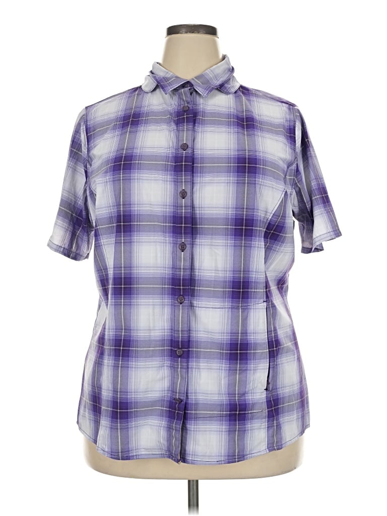 Pre-owned Duluth Trading Co. Short Sleeve Button Down Shirt In Purple