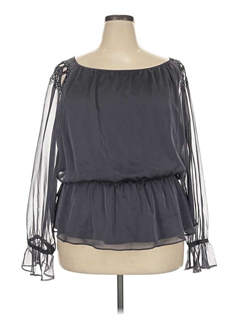 Pre-owned Collection 3/4 Sleeve Blouse In Gray