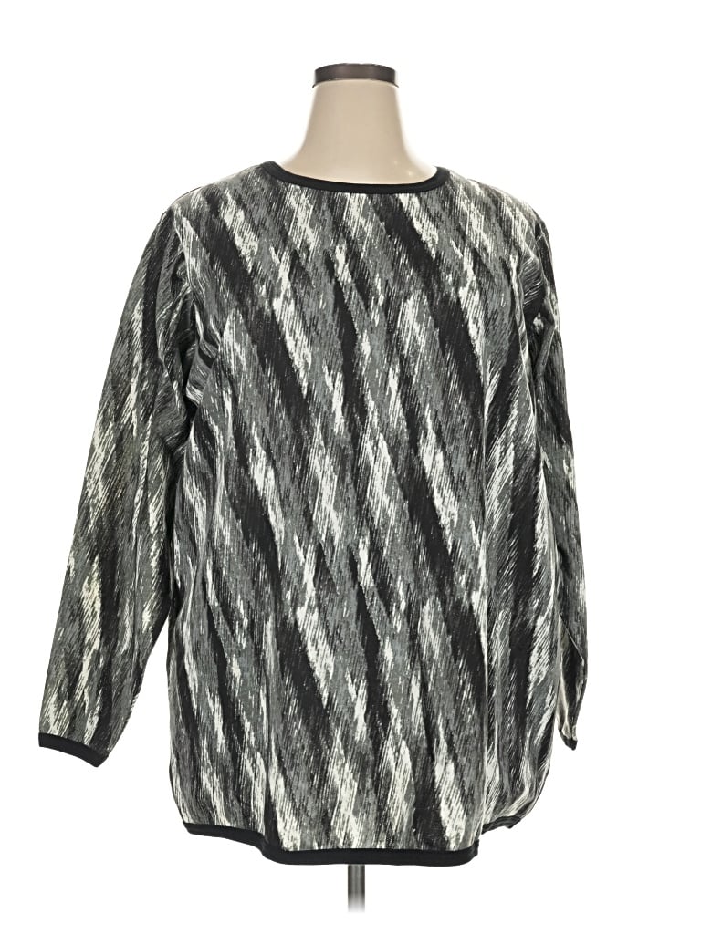 Pre-owned Woman Within Pullover Sweater In Gray