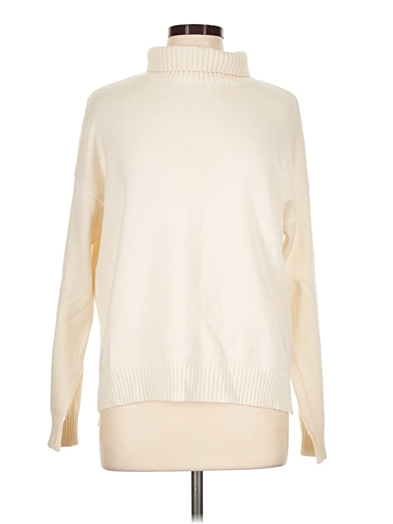 Pre-owned J. Mclaughlin Cashmere Pullover Sweater In Ivory