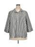 Chico's 100% Cotton Stripes Silver 3/4 Sleeve Button-Down Shirt Size XXL (4) - photo 1