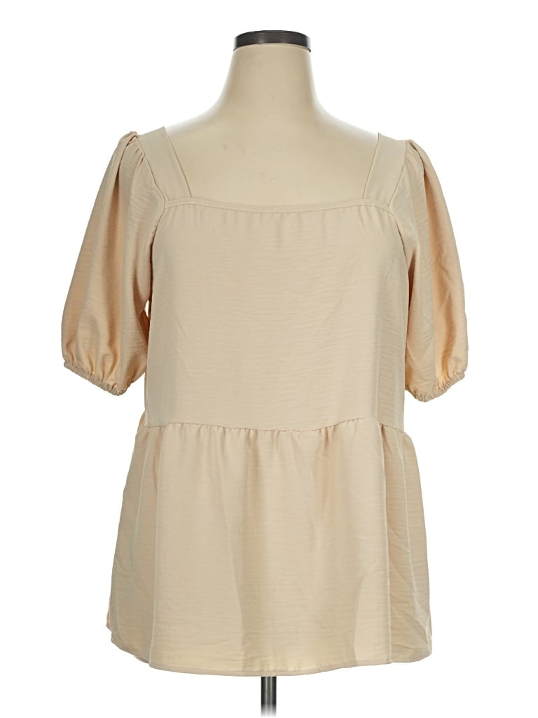 Pre-owned P.s. Kate Short Sleeve Blouse In Tan