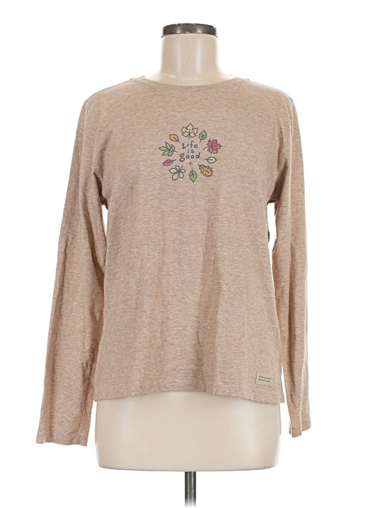 Pre-owned Life Is Good Long Sleeve T-shirt In Tan