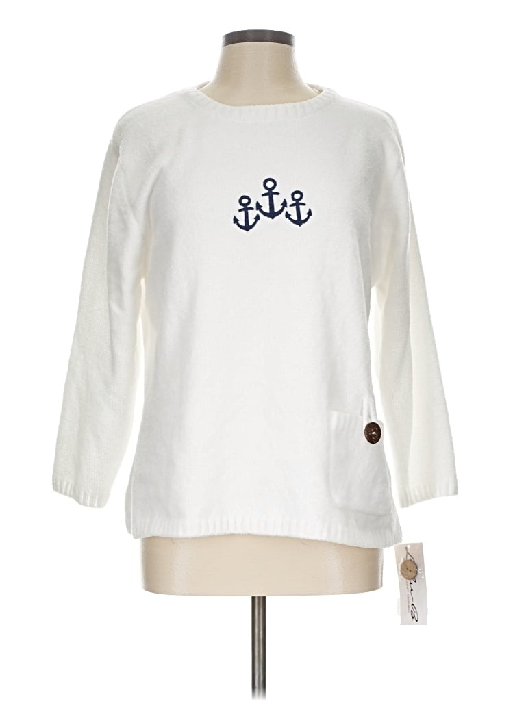 Pre-owned Lulu-b Pullover Sweater In White