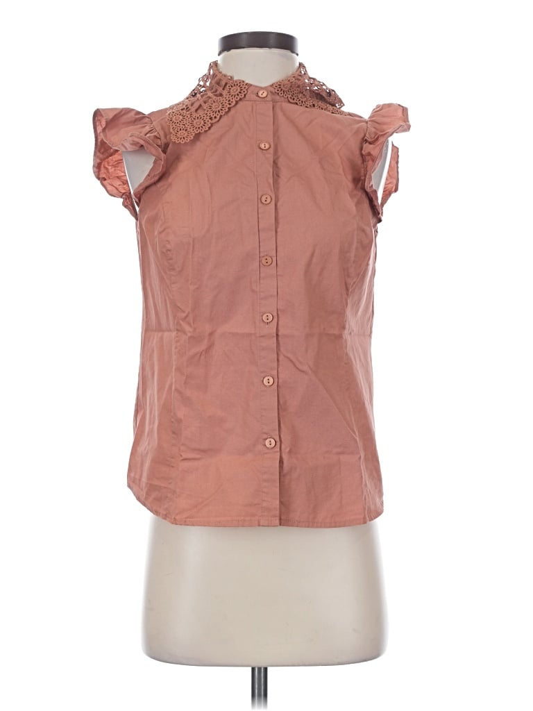 Pre-owned Chenault Sleeveless Button Down Shirt In Brown