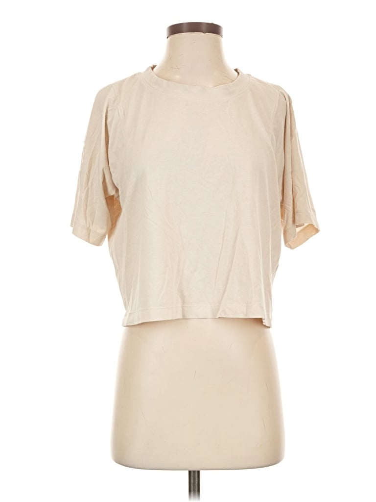 Pre-owned Lunya Short Sleeve Turtleneck In Tan