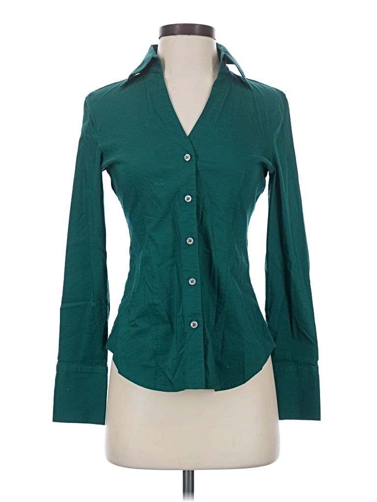 Pre-owned Express Design Studio Long Sleeve Blouse In Green
