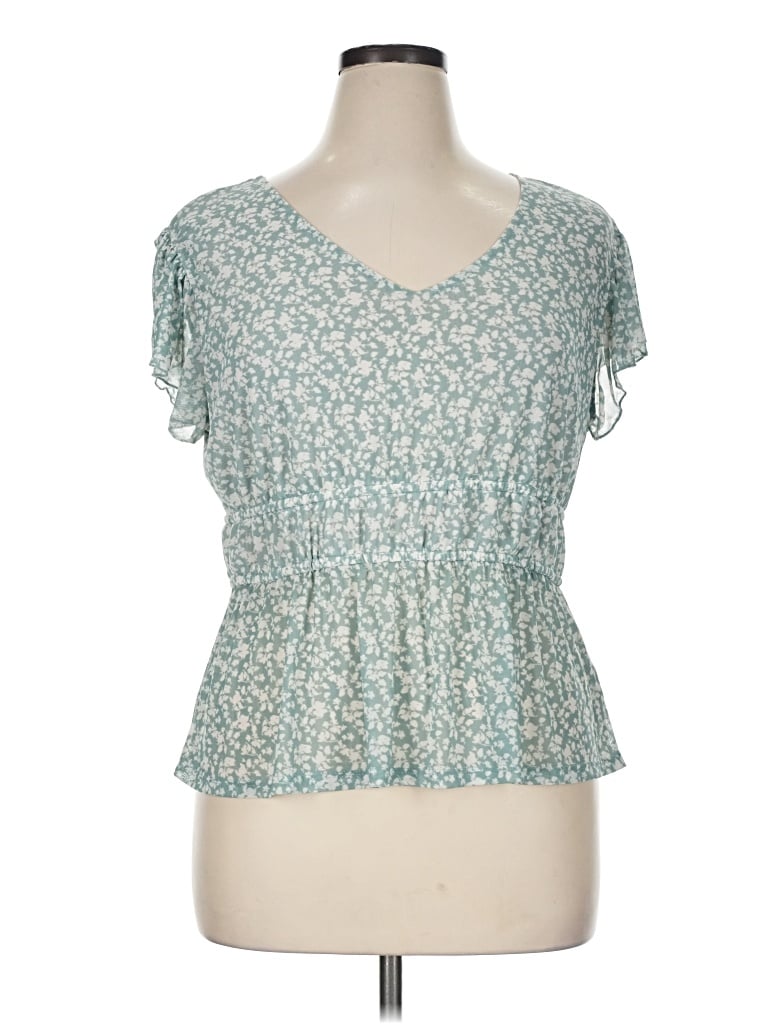 Pre-owned Madison Short Sleeve Top Teal Sweetheart Neckline Tops