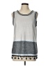 Nic + Zoe 100% Polyester Stripes Gray Sleeveless Top Size L - photo 1