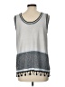 Nic + Zoe 100% Polyester Stripes Gray Sleeveless Top Size L - photo 2