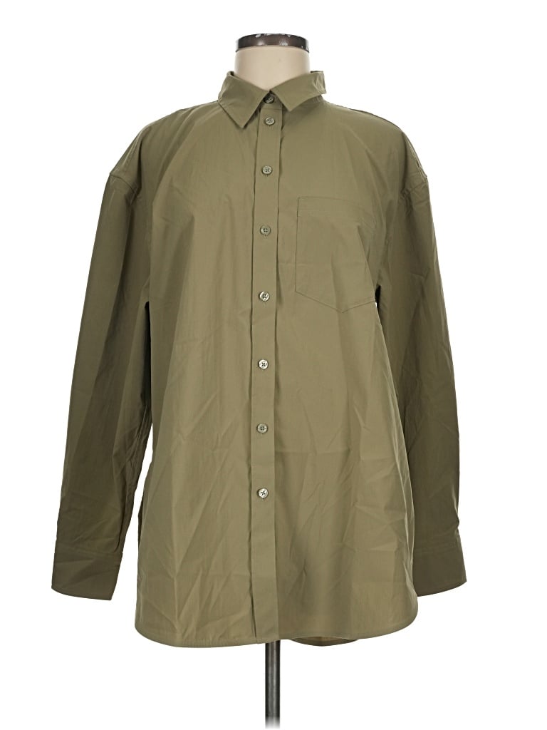 Pre-owned Athleta Long Sleeve Blouse In Green