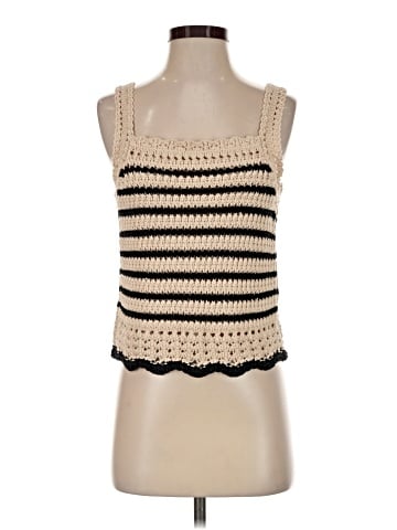 Madewell Square-Neck Crochet-Stitch Tank in Stripe (view 1)