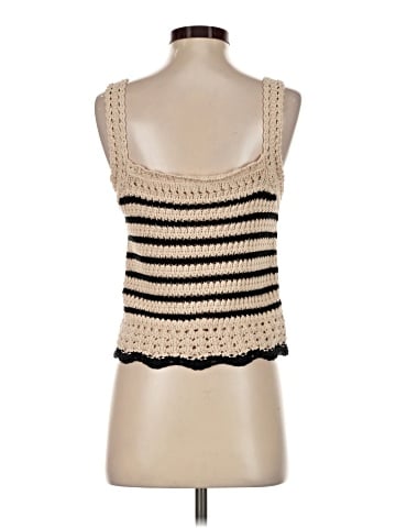 Madewell Square-Neck Crochet-Stitch Tank in Stripe (view 2)