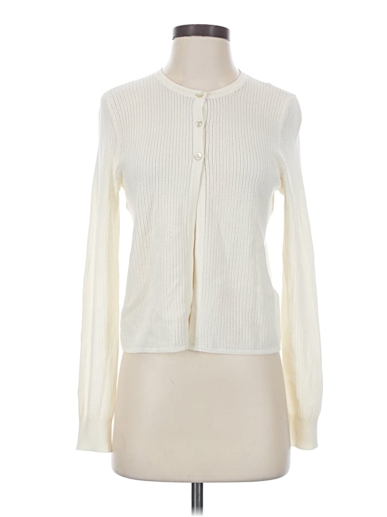 Pre-owned J. Mclaughlin Cardigan Sweater In Ivory
