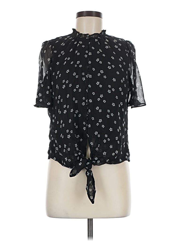 Pre-owned Tamara H. Short Sleeve Blouse In Black