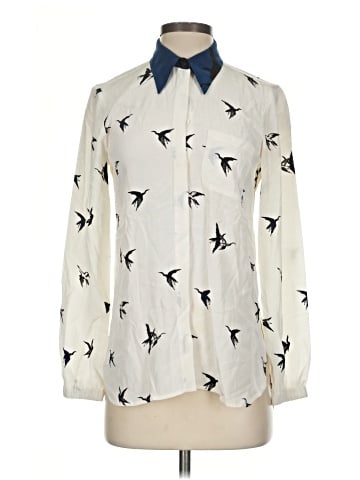 Tibi Long Sleeve Silk Top (view 1)