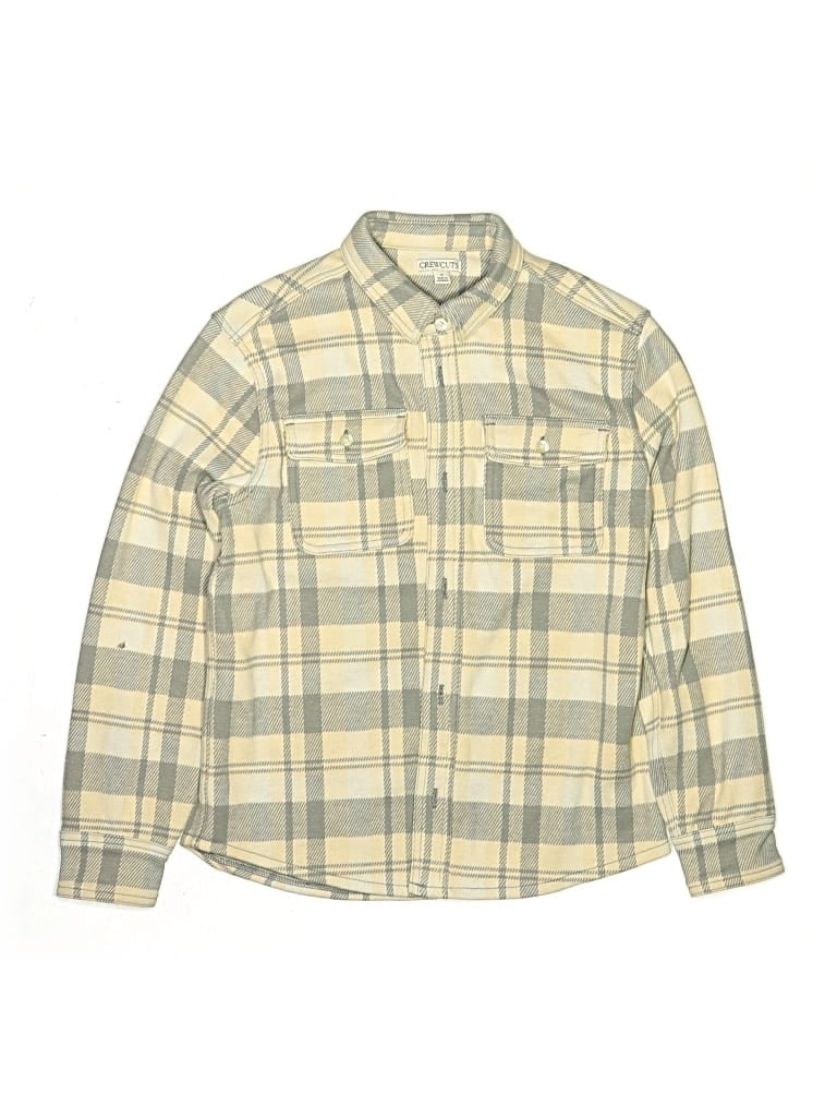 Pre-owned Crewcuts Kids' Long Sleeve Button Down Shirt In Yellow