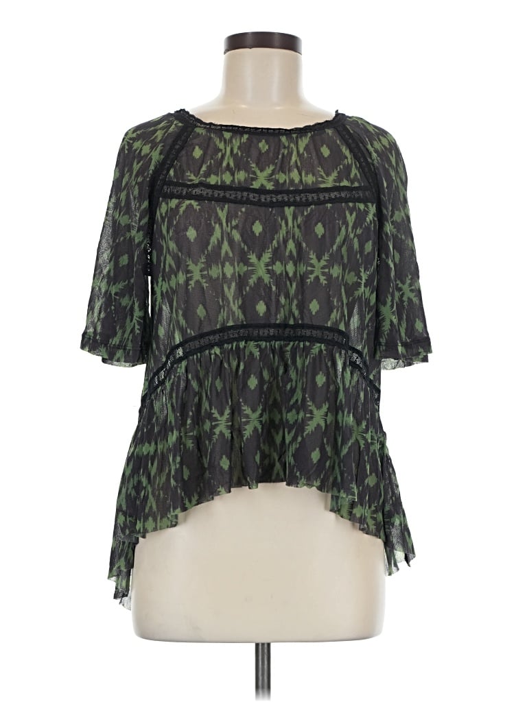 Pre-owned Weston Short Sleeve Blouse In Green